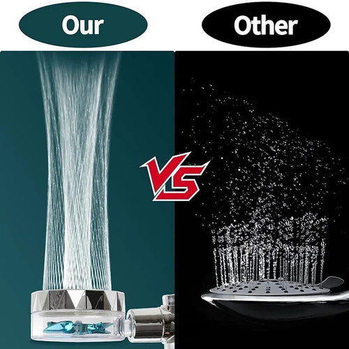 Chorro concentrado de la ducha turbo vs ducha normal