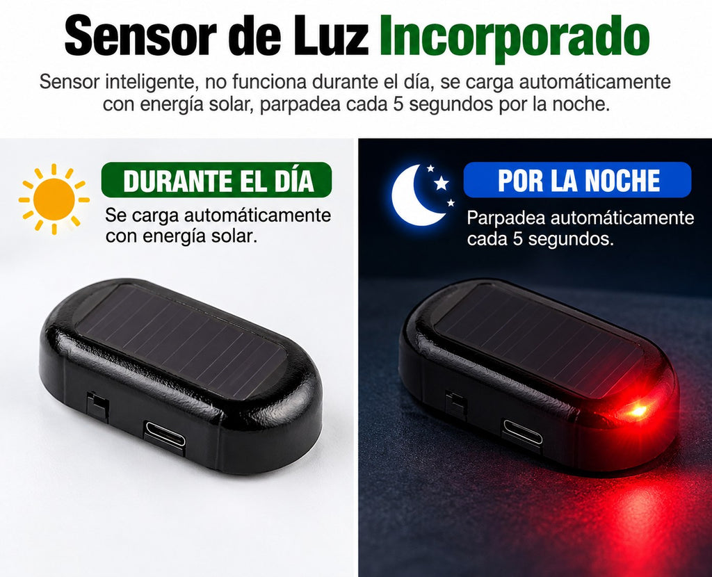 Sensor de luz: carga de día y parpadea de noche