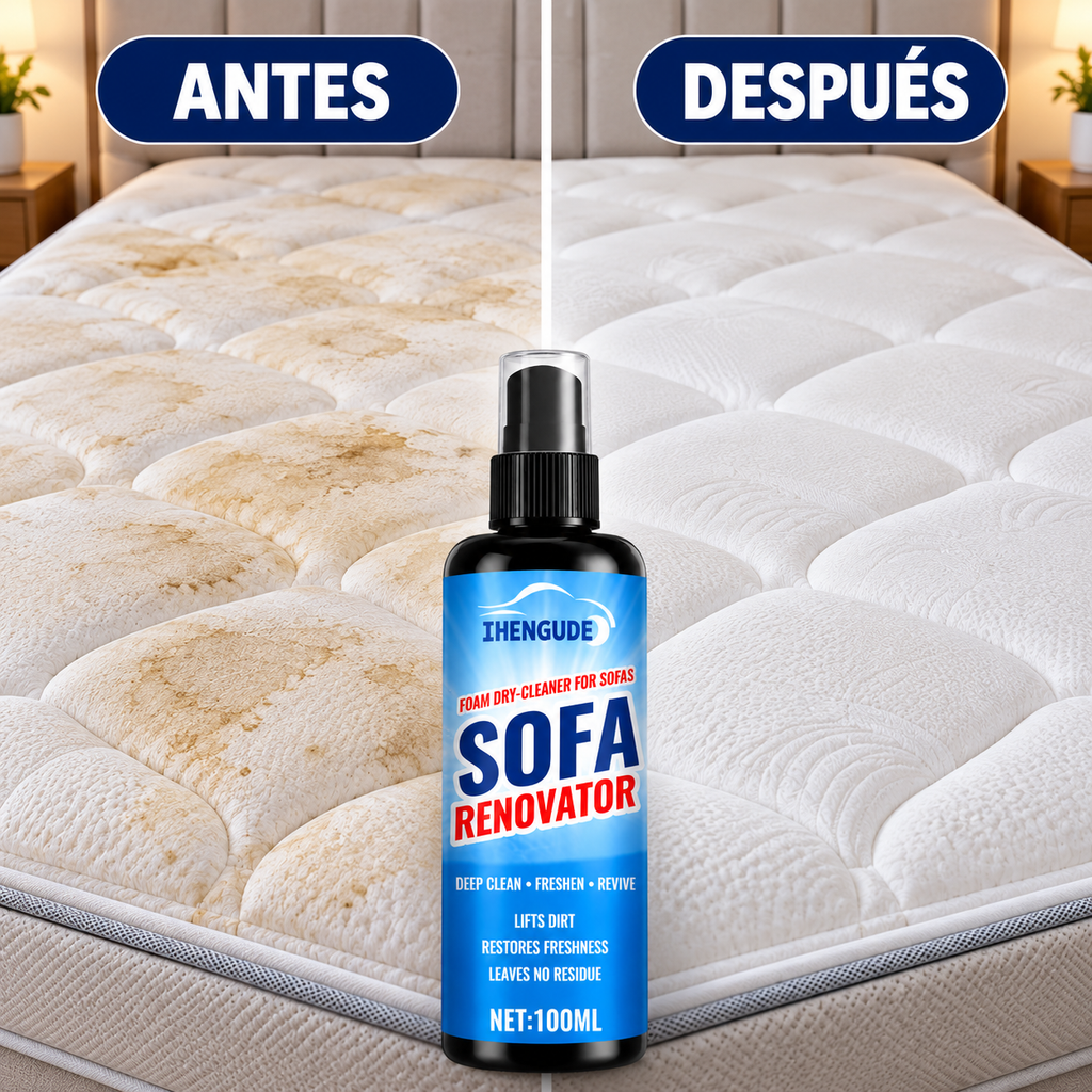 Colchón antes y después de limpiar con espuma en seco